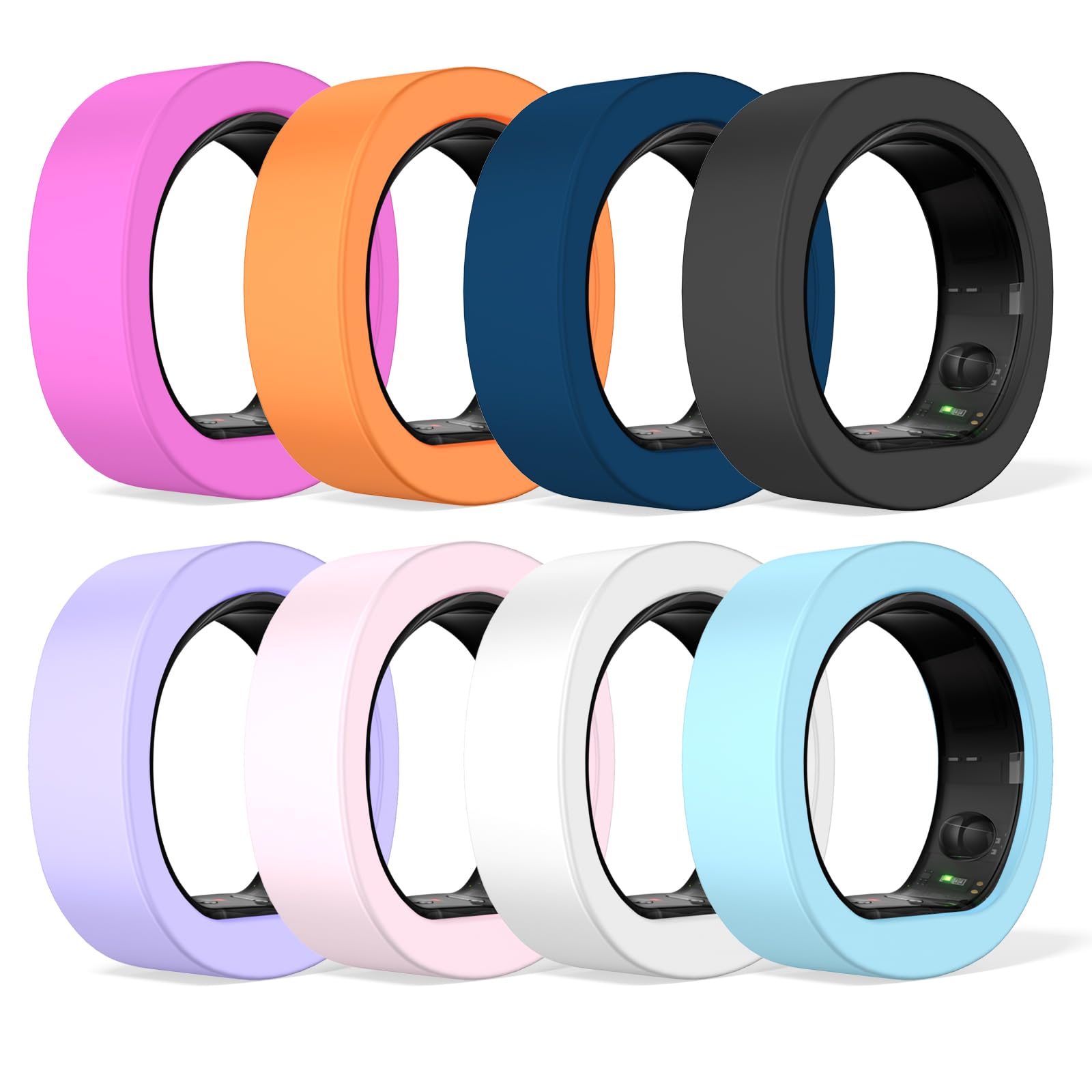 Schützende Silikon-Schutzhüllen für RingConn Gen 2/Gen 2 Air - 8 Stücke, 8 Farben pro Set - täglicher Schmutz- & Kratzsc