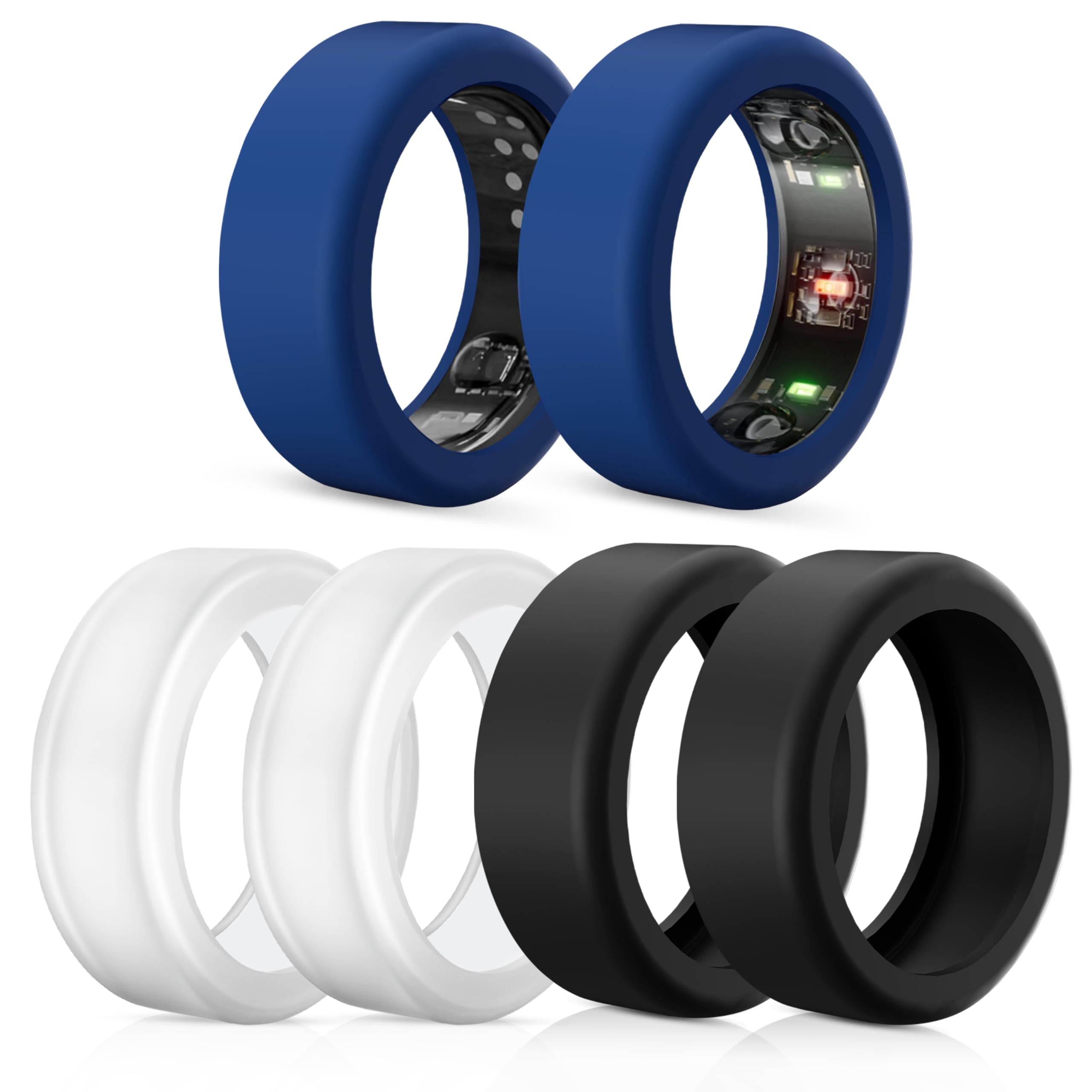 Polyjoy Anti-Sturz-Silikon-Ringschutz kompatibel mit Oura Ring Gen 4, Gen 3 und Samsung Galaxy Ring, Schwarz*2 + Transpa